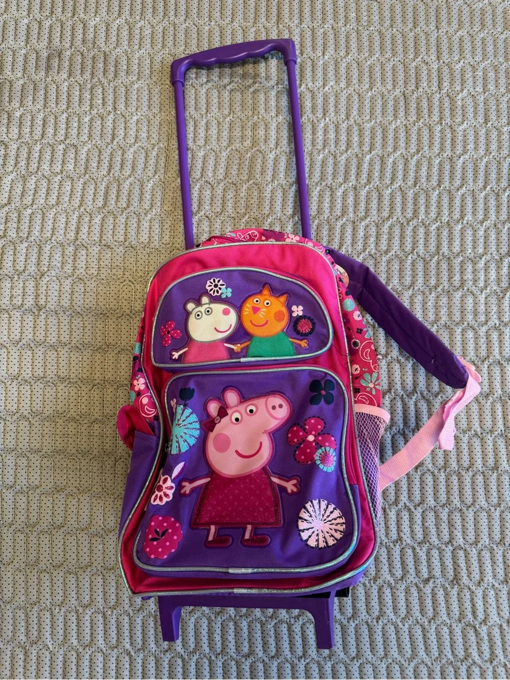 Vintage Y2K peppa Pig Rolling Luggage - Pink, Purple